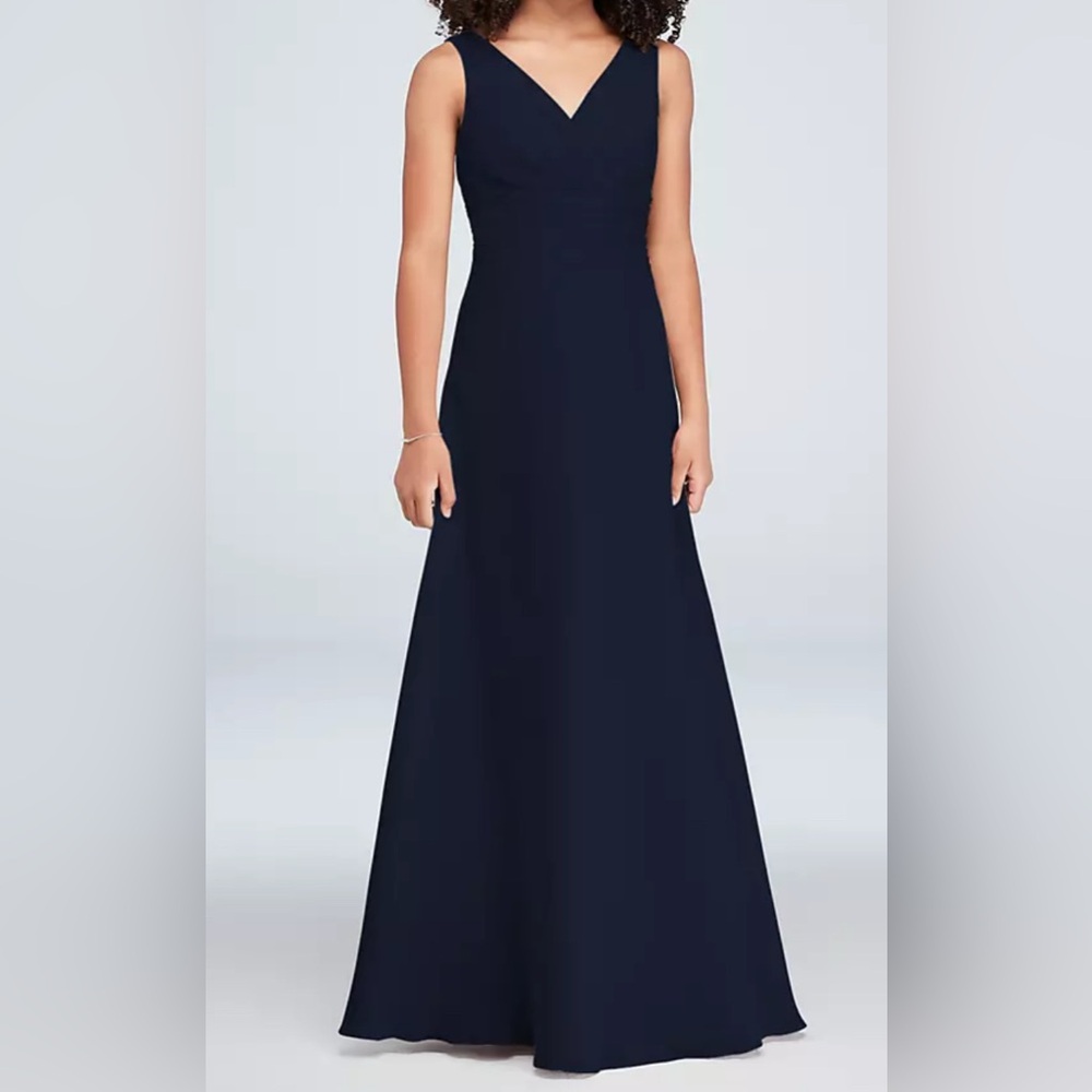 David’s Bridal Chiffon Surplice Tank Junior Bridesmaid Dress Prom Dress Small